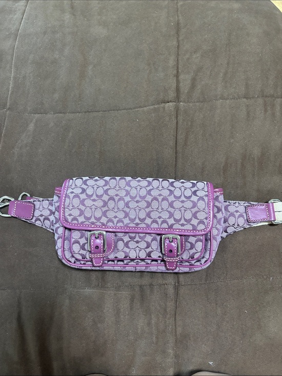 Coach Handbags - Coach Purple Signature Canvas Crossbody Belt Bag